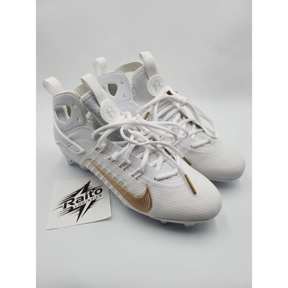 Mens Size 8 Nike Lacrosse Cleats Huarache 9 Elite Low LAX White Gold FD0088-100 main image 5
